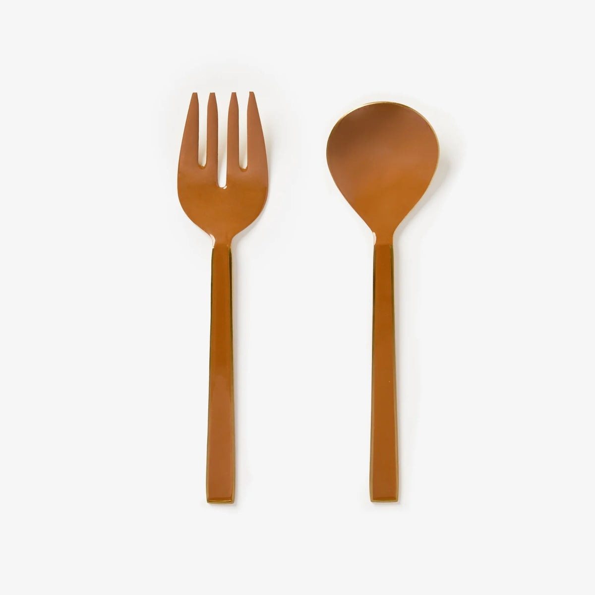 Enamel Salad Servers / Tan