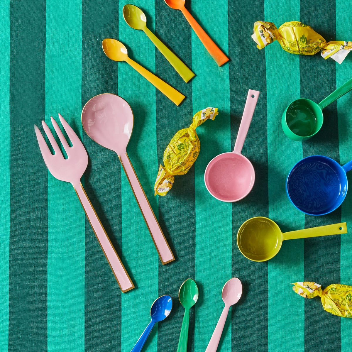 Enamel Salad Servers / Rose