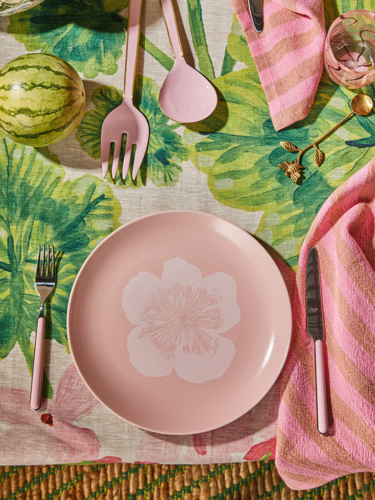 Enamel Salad Servers / Rose