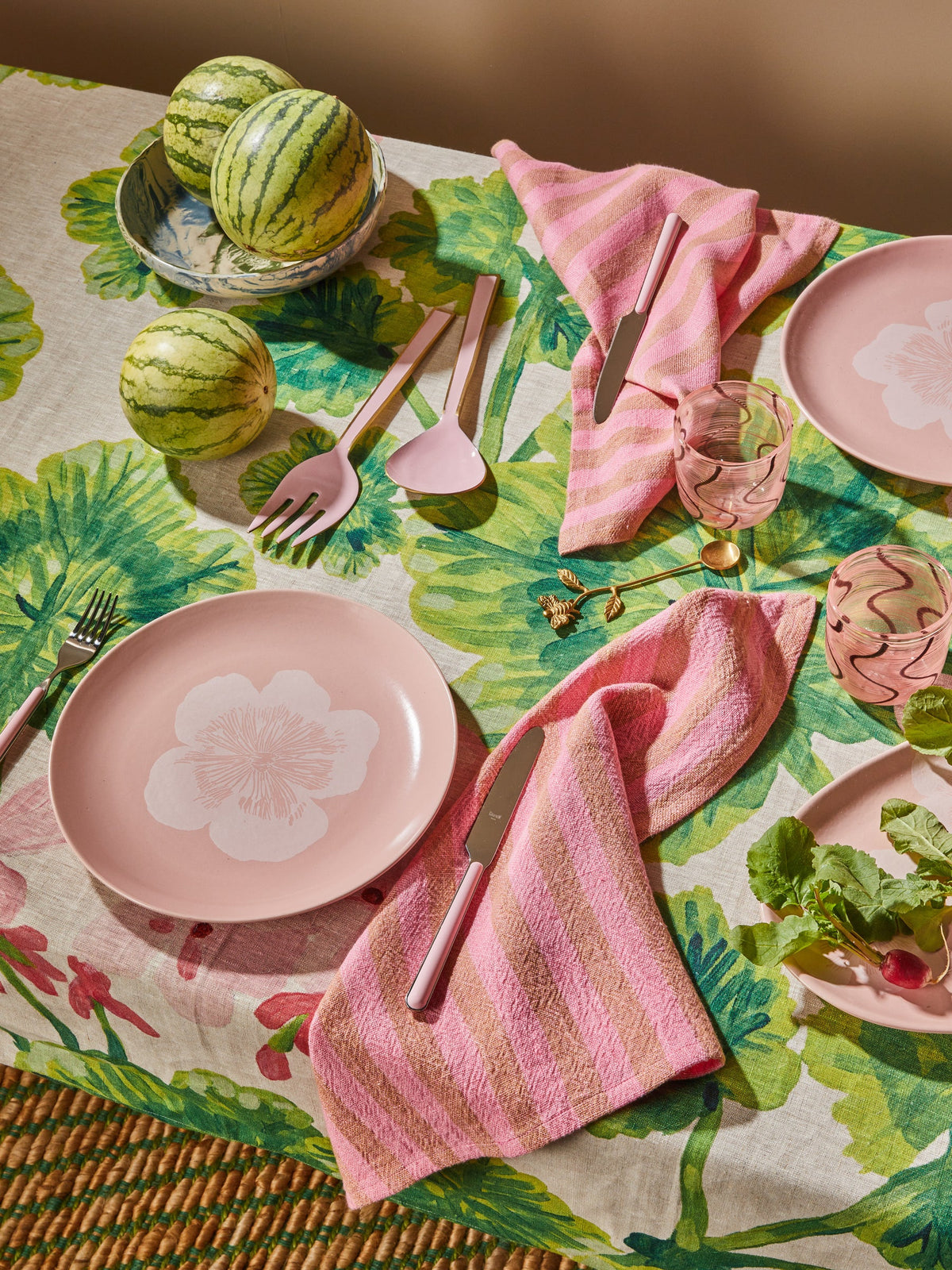 Enamel Salad Servers / Rose