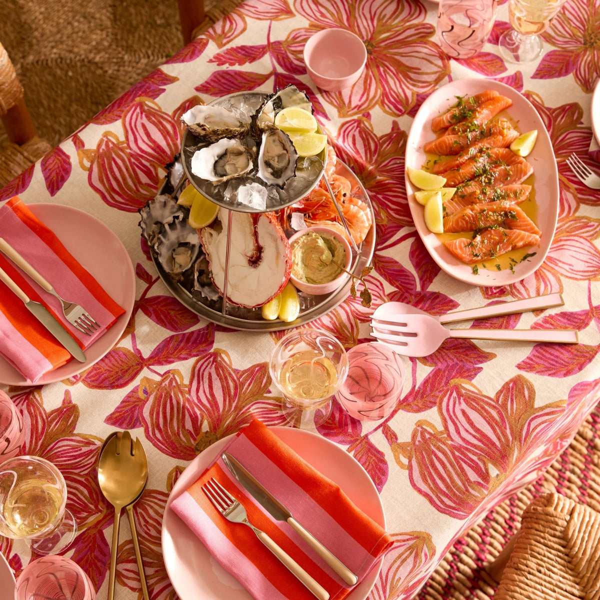 Enamel Salad Servers / Rose