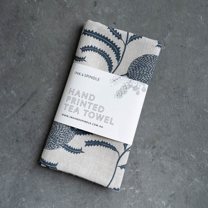 Sawtooth Banksia Tea Towel / Bluestone