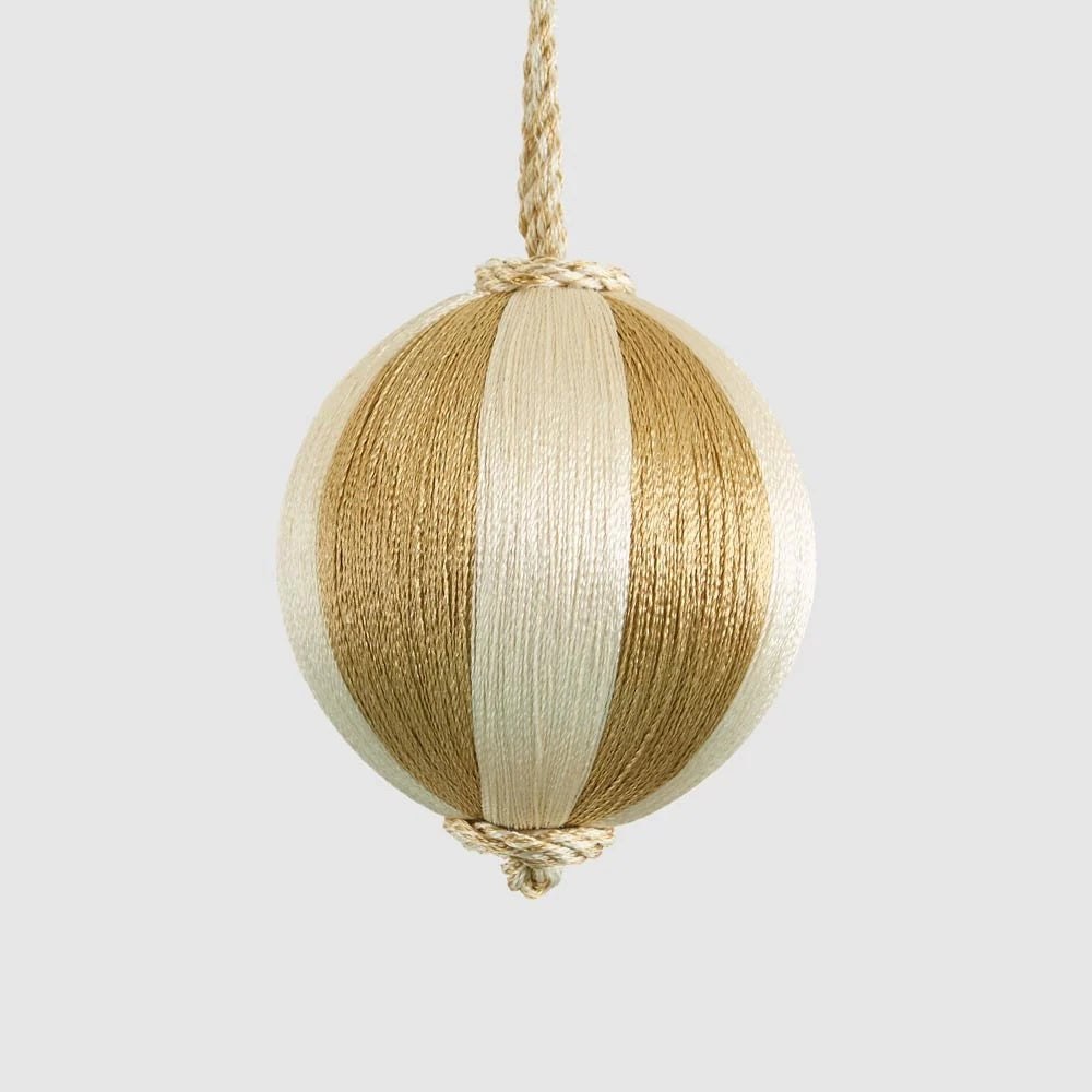 Silk Stripe Bauble / Champagne & Ivory
