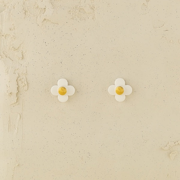 Flower Studs / White