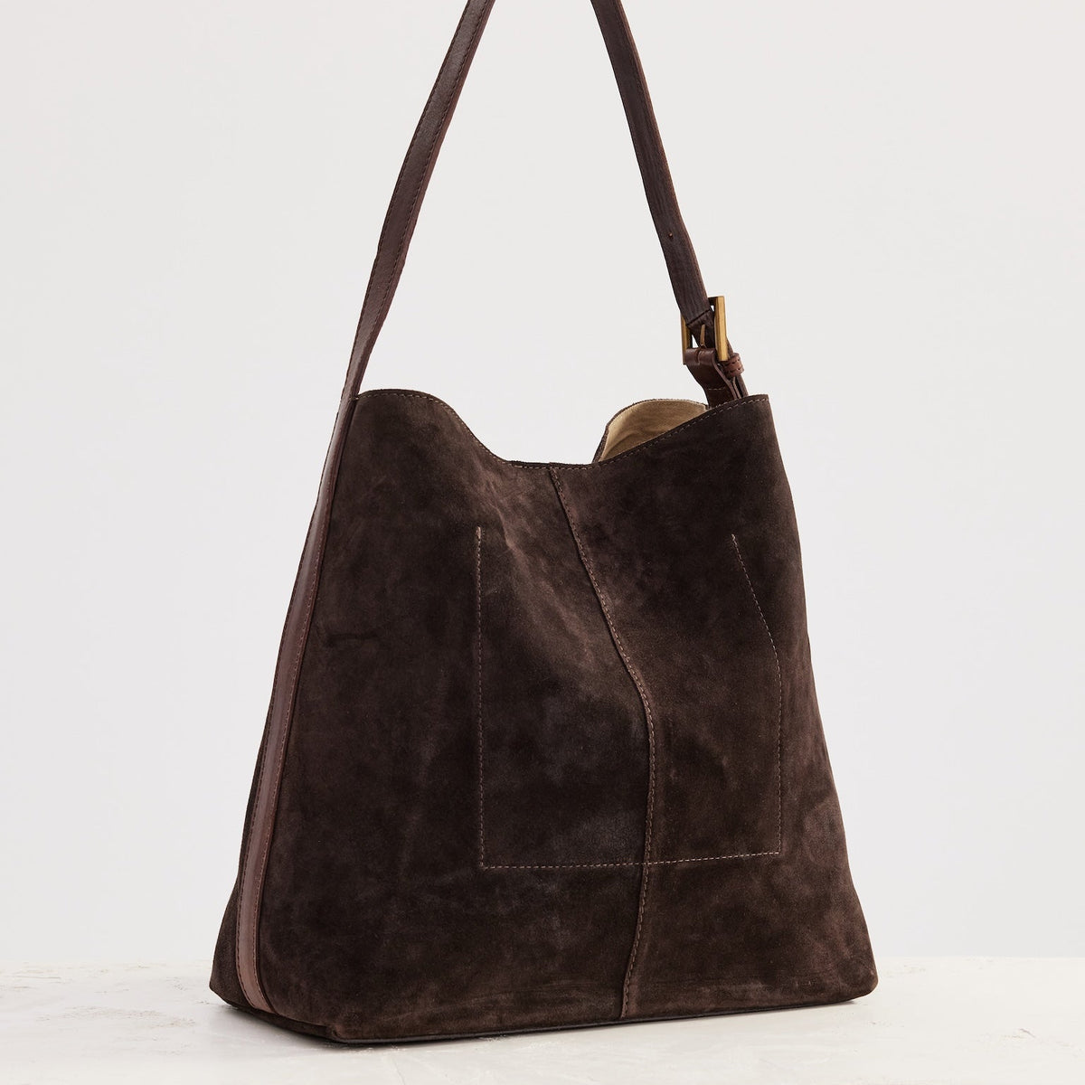 Suede Cabas Tote / Chocolate