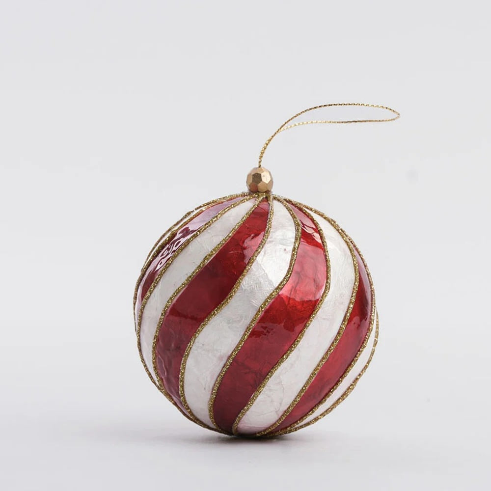 Swirl Hand Painted Capiz Bauble / Red
