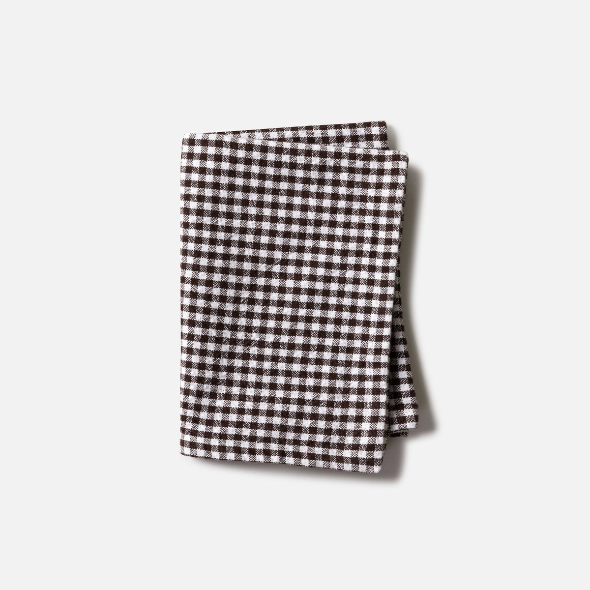 Gingham Washed Cotton Tea Towel / Cocoa
