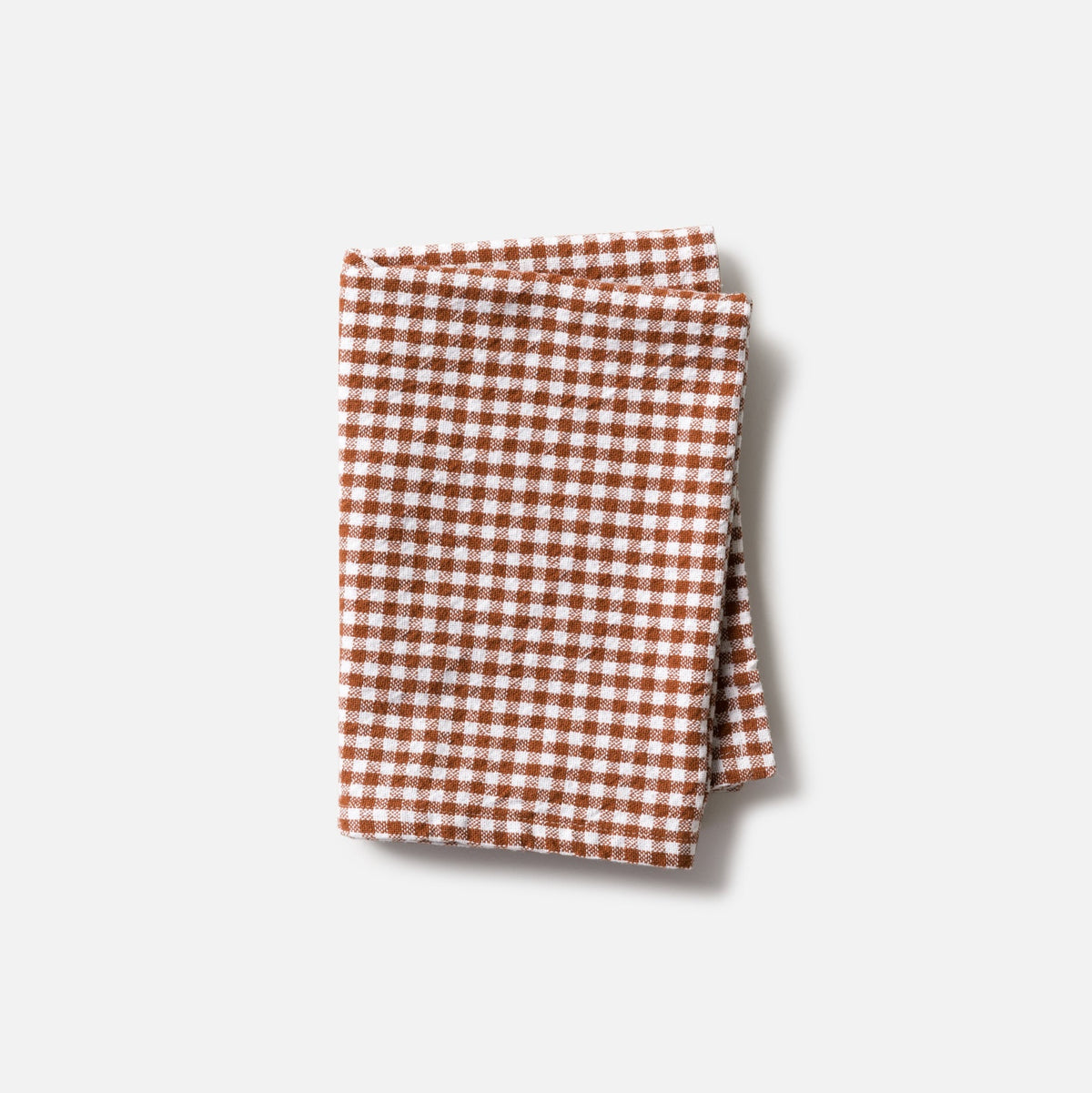 Gingham Washed Cotton Tea Towel / Brick