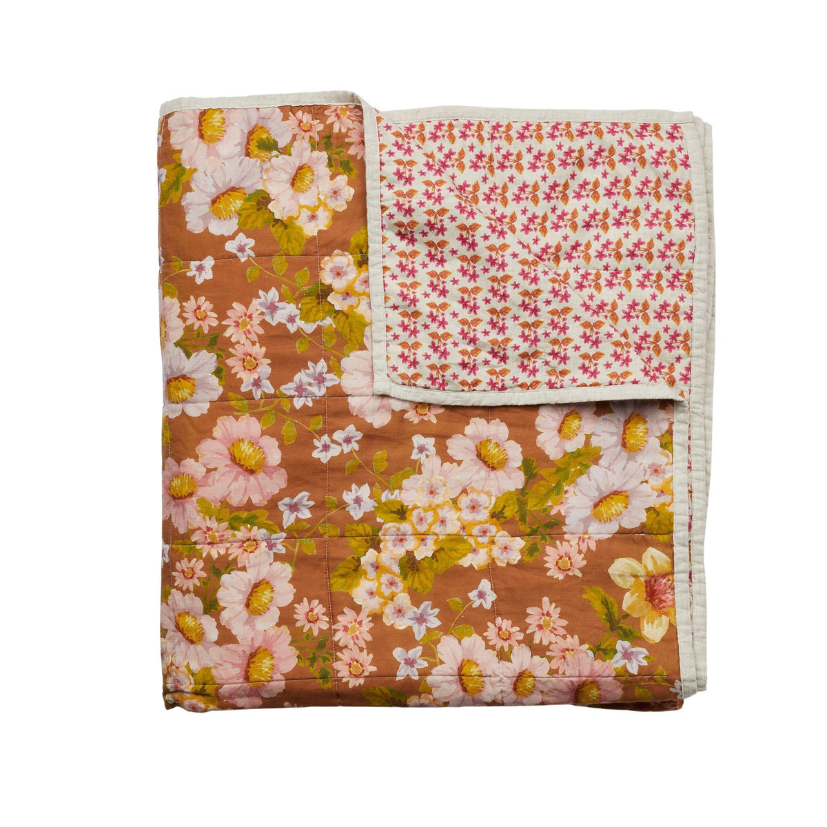 Buttercup Rust / Petit Madeline Pink Quilted Throw