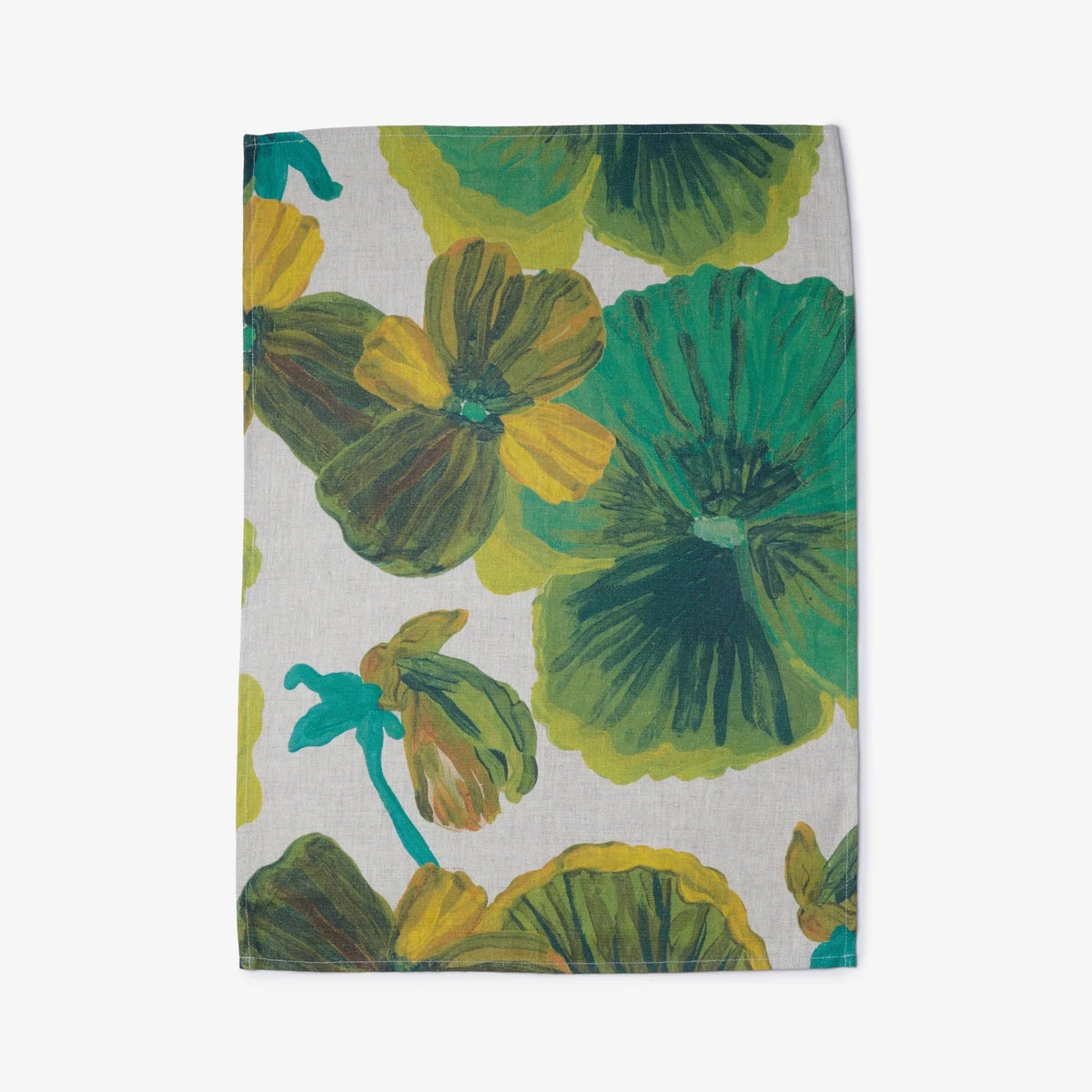 Wild Pansy Verde Tea Towel
