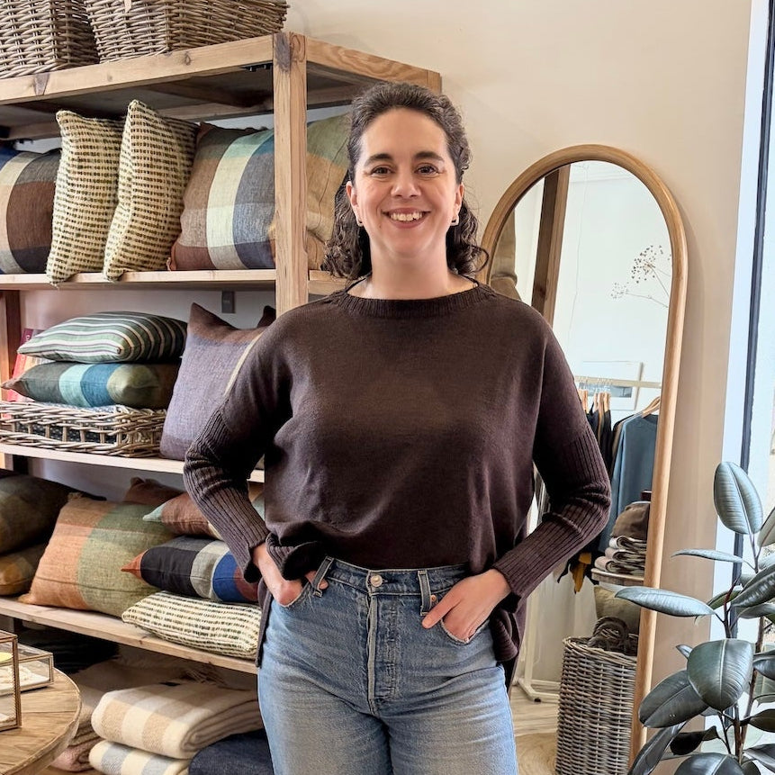 Pure Merino Boxy Split Knit / Espresso