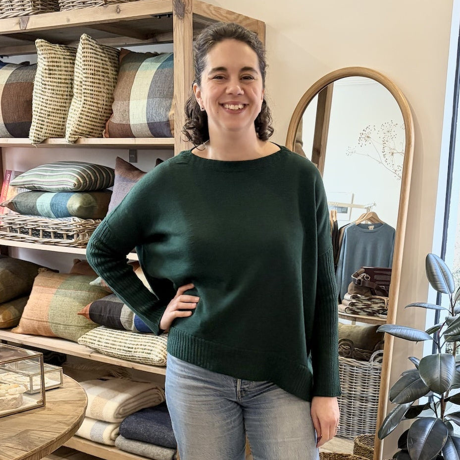 Pure Merino Boxy Split Knit / Hunter