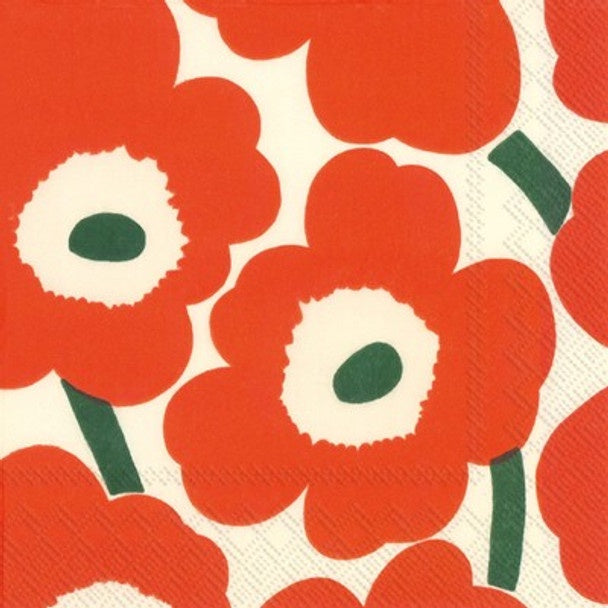 Marimekko Napkins / Unikko Orange Green