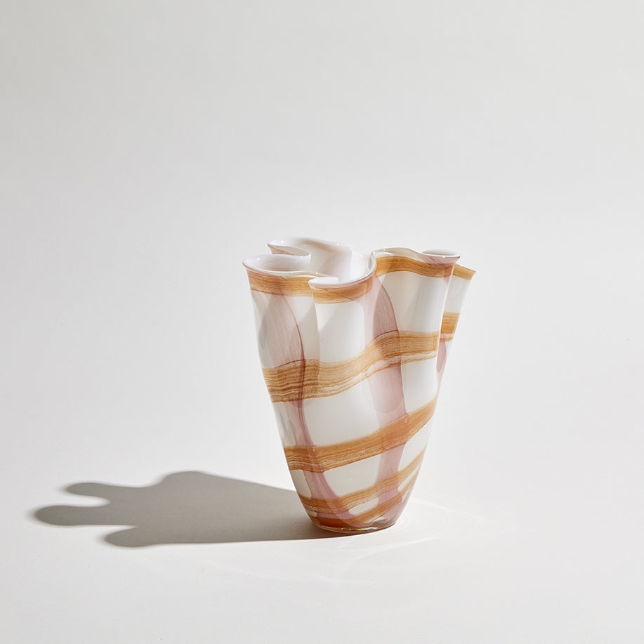 Vivid Check Solid Medium Glass Vase / Peach Pink