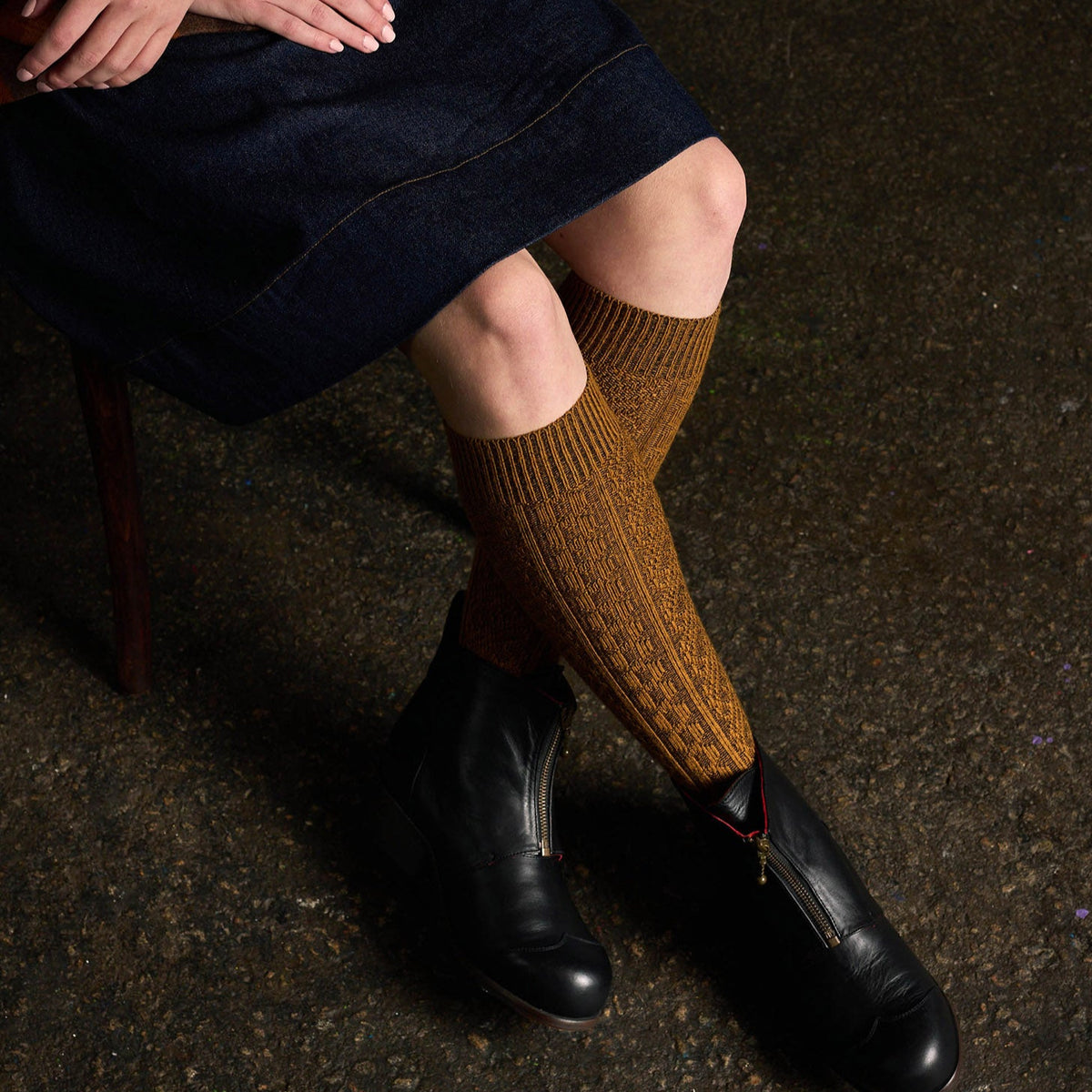 Vintage Merino Wool Socks / Mustard