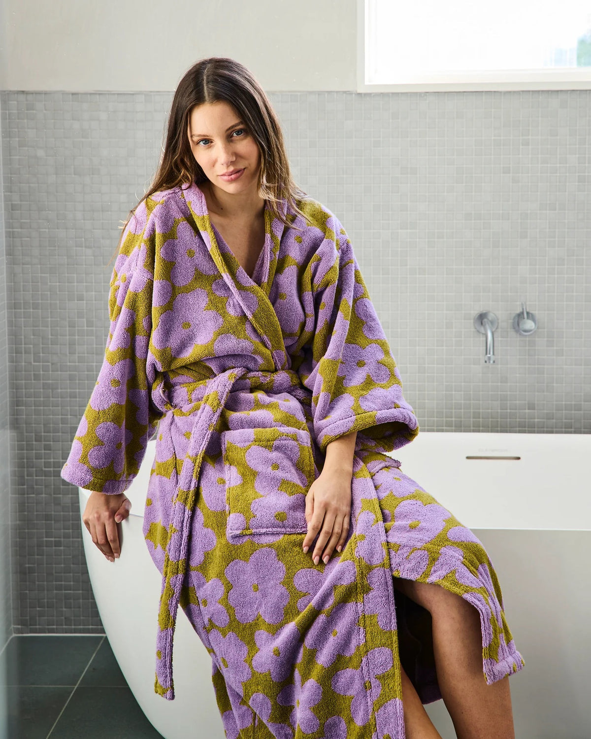 Big Flower Terry Bath Robe