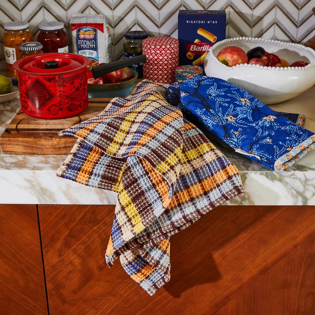 Stela Check Tea Towel / Cornflower