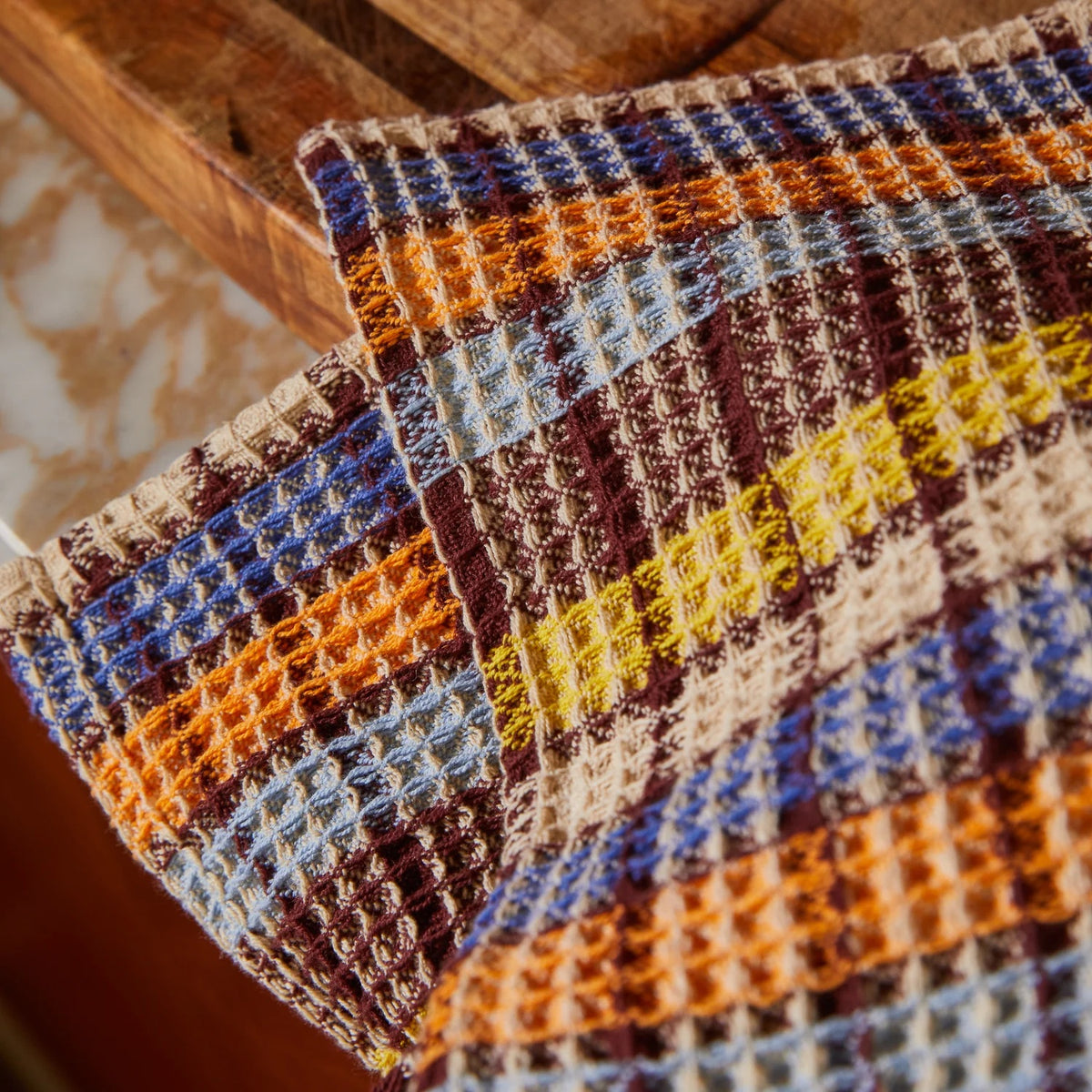 Stela Check Tea Towel / Cornflower