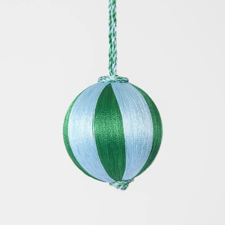 Silk Stripe Bauble / Blue & Green