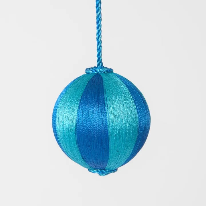 Silk Stripe Bauble / Blue &amp; Turquoise