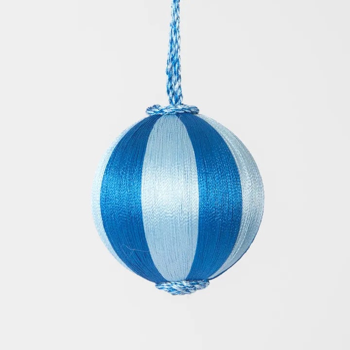 Silk Stripe Bauble / Dark Blue & Blue