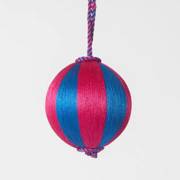 Silk Stripe Bauble / Pink & Blue