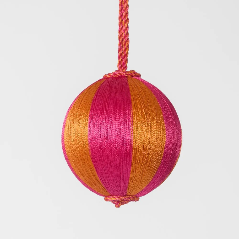 Silk Stripe Bauble / Pink &amp; Orange