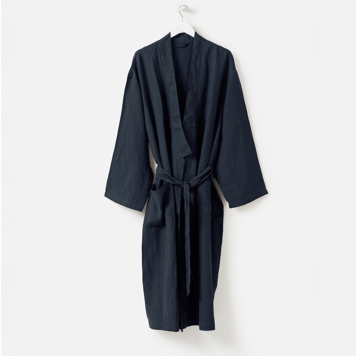 Mens Linen Robe / Blue Black