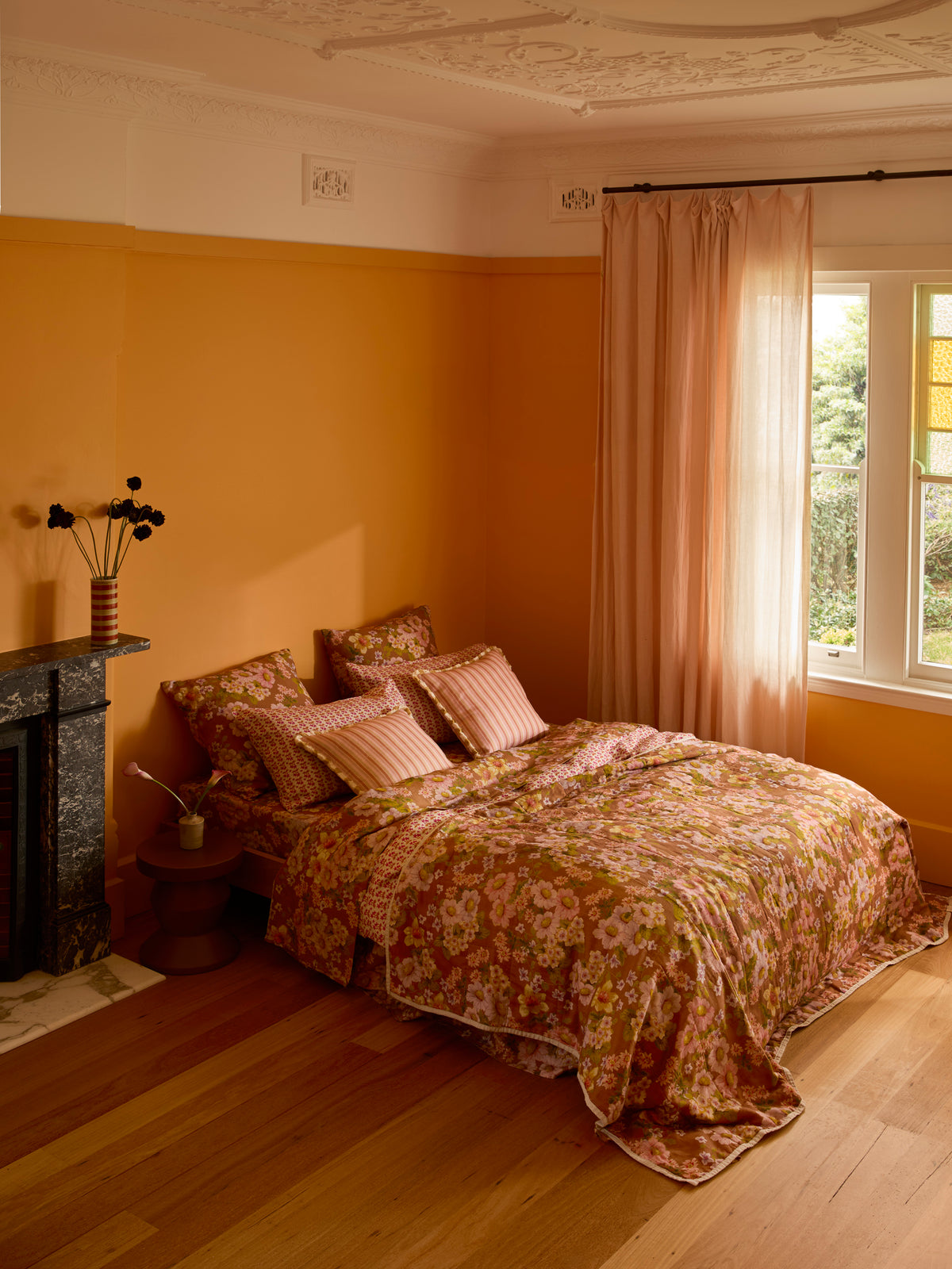 Buttercup Rust / Petit Madeline Pink Quilted Throw