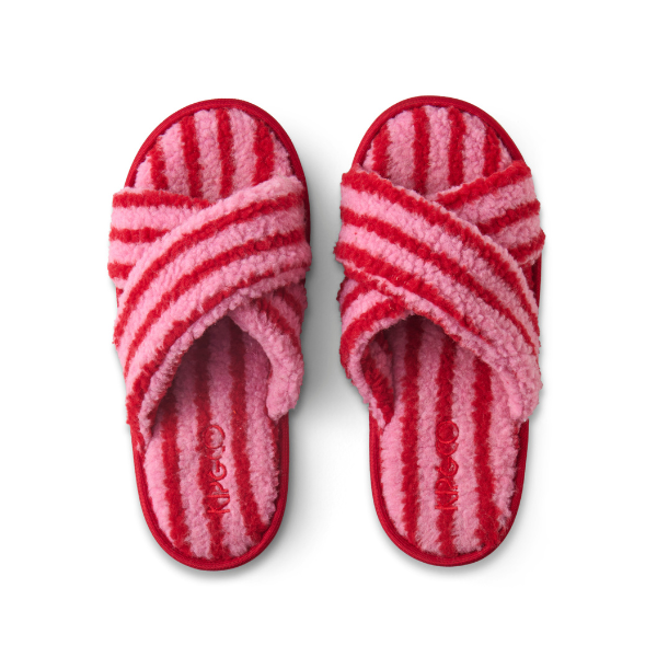 Candy Stripe Sherpa Adult Slippers