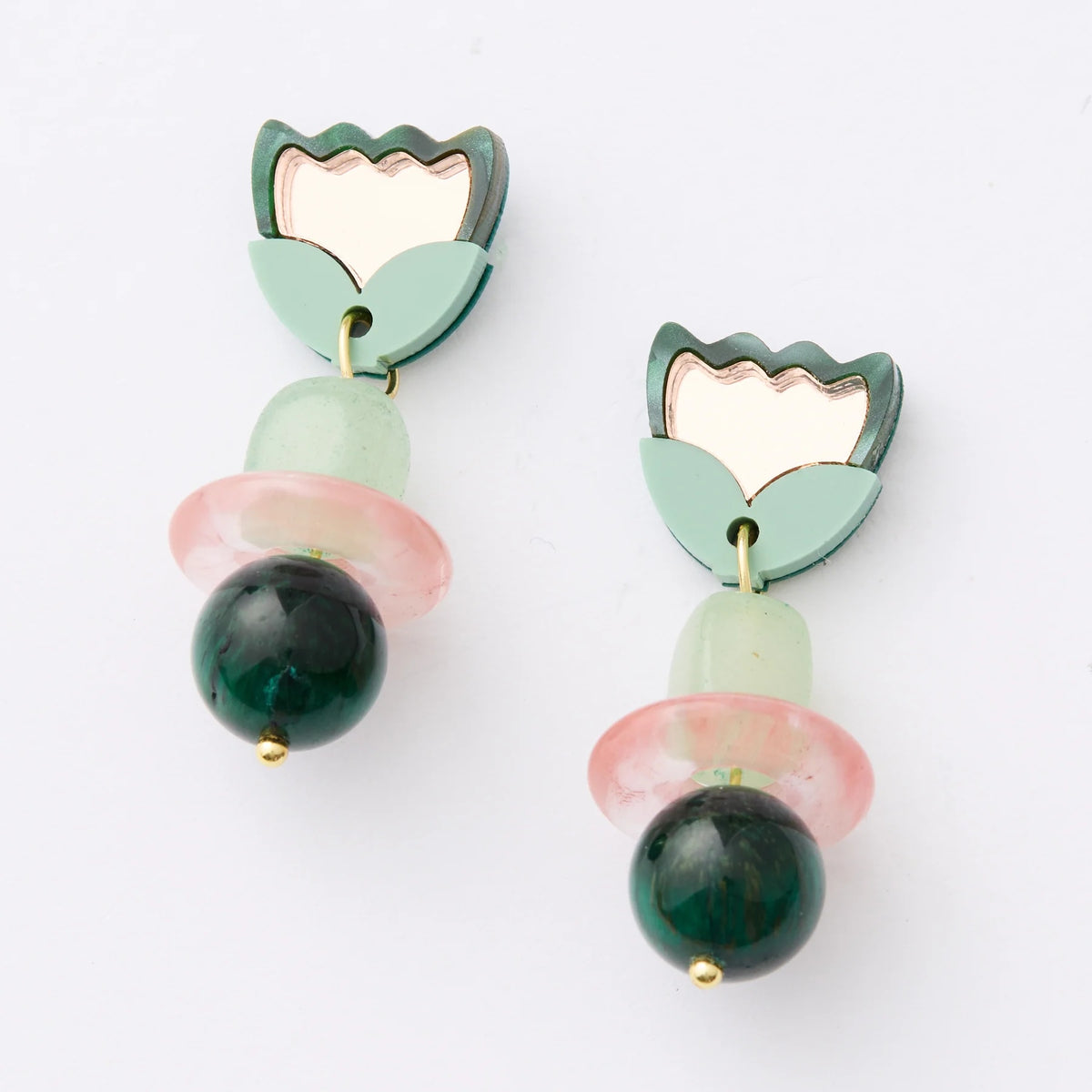 Clio Earrings / Green Rose