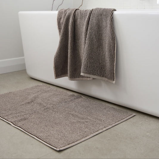 Stripe Cotton Bath Mat / Cocoa