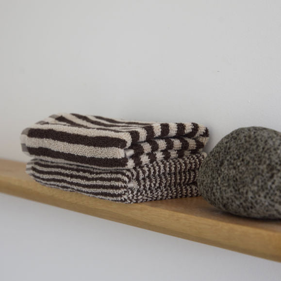 Stripe Cotton Hand Towel / Cocoa