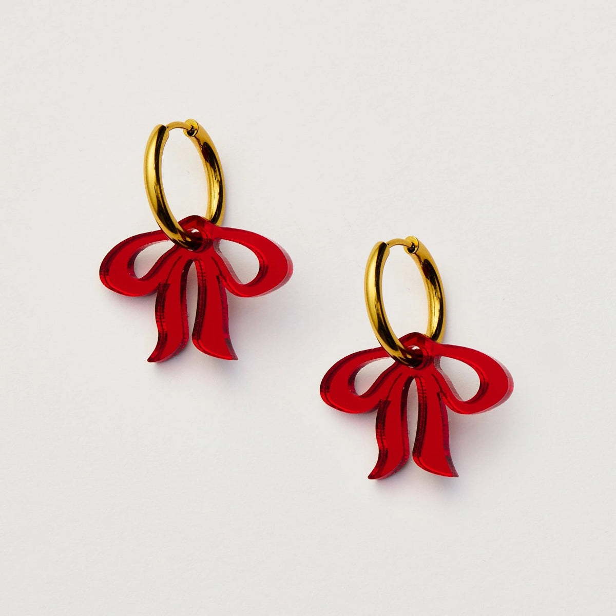 Floppy Bow Earrings / Red