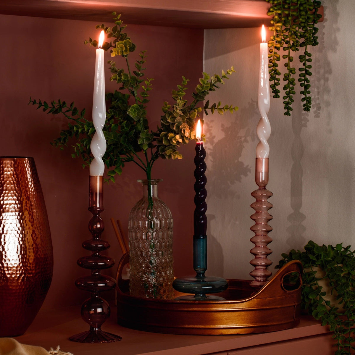 Taper Candle Holder / Rose Quartz