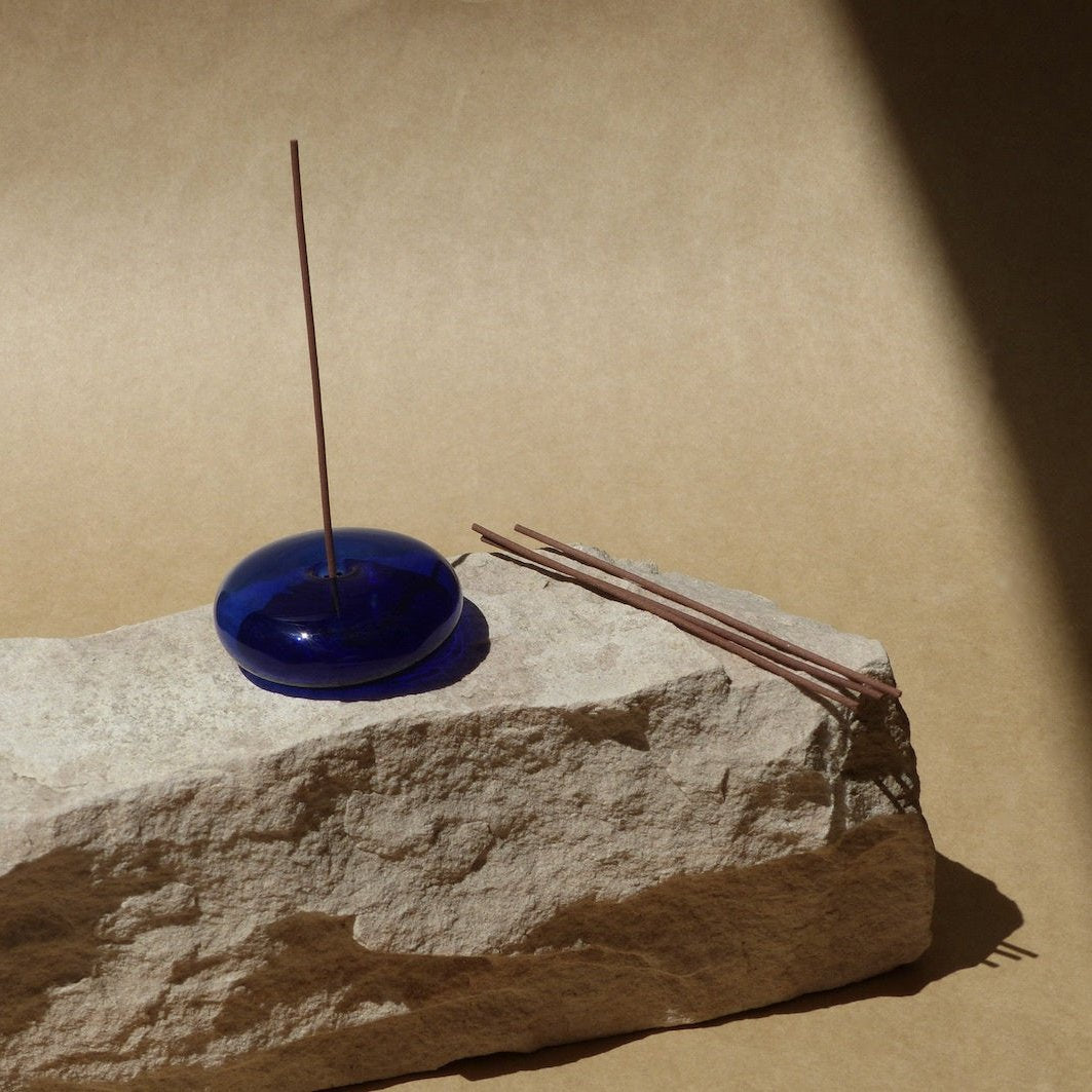 Glass Vessel Incense Holder / Cobalt