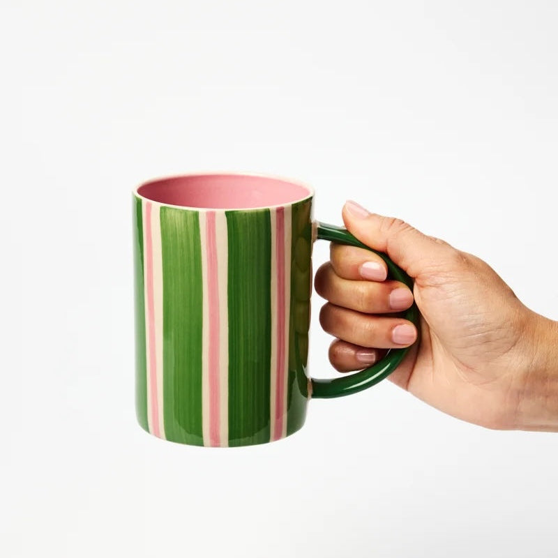 Happy Mug / Green Stripe