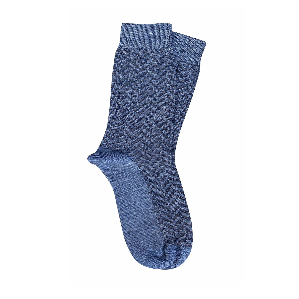 Herringbone Wool Socks / Blue