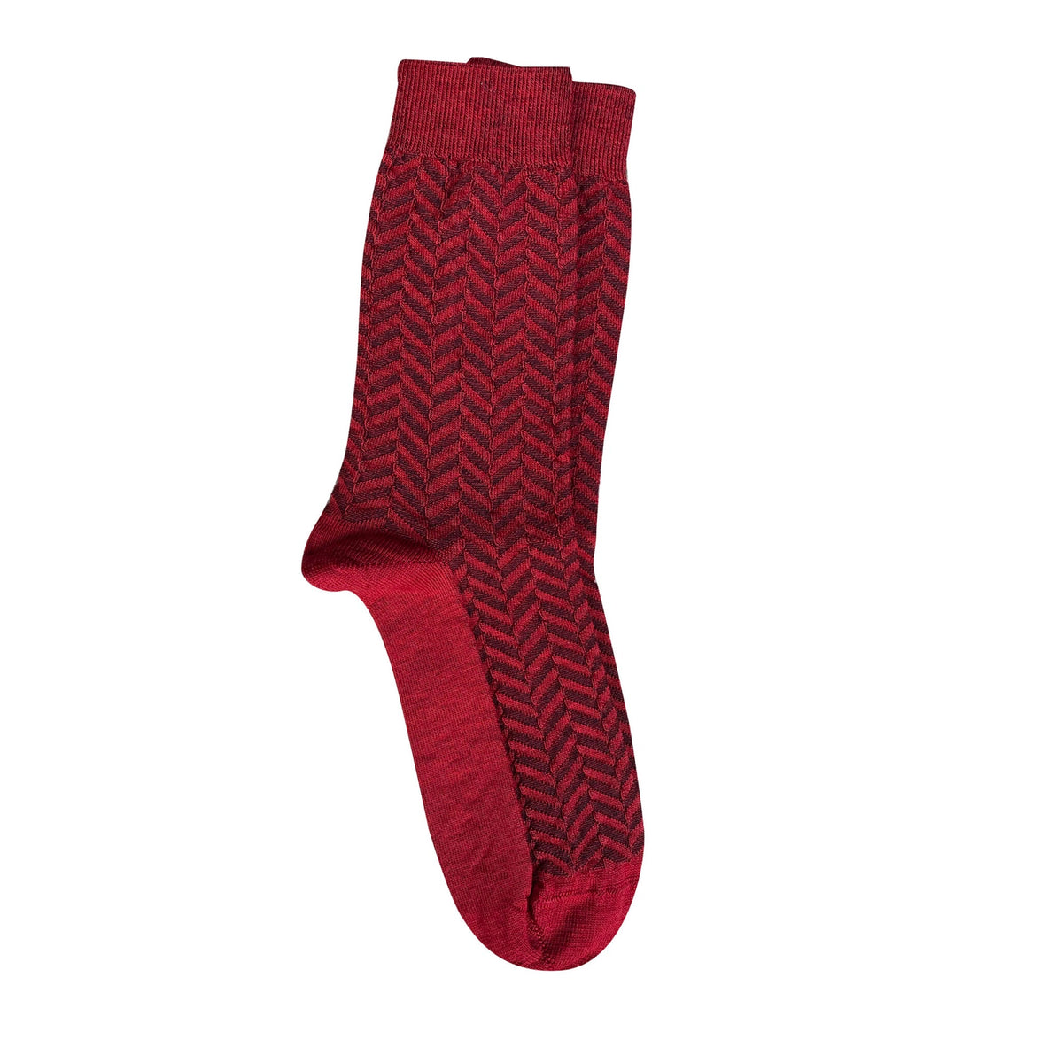 Herringbone Wool Socks / Red