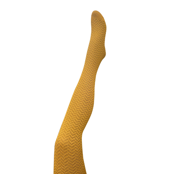 Herringbone Merino Wool Tights / Mustard