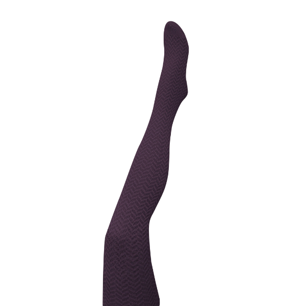 Herringbone Merino Wool Tights / Plum
