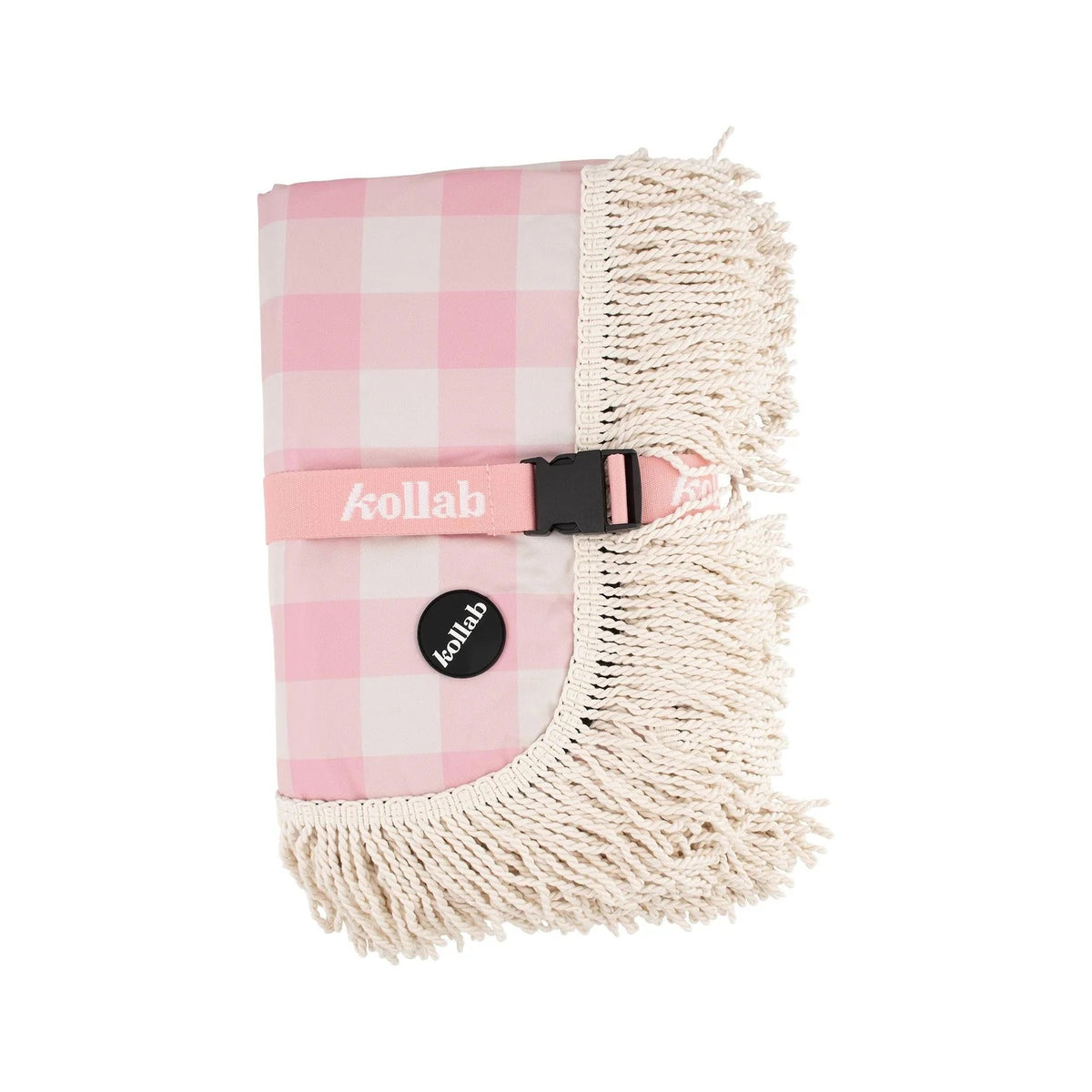 Candy Pink Check Fringe Picnic Mat