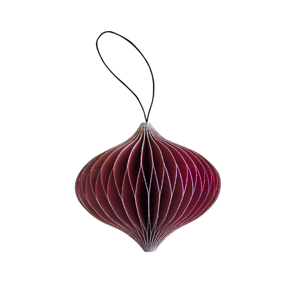 Paper Jewel Ornament / Red with Silver Glitter