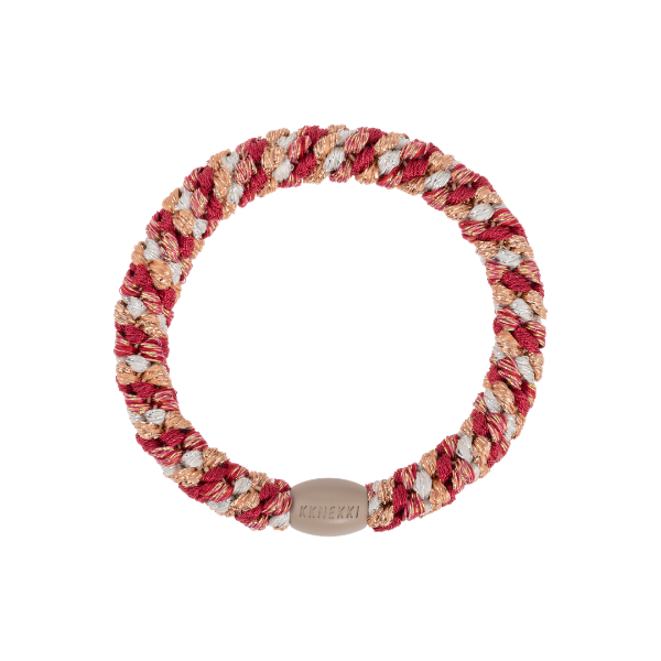 Kknekki Hair Tie / Raspberry Ivory Glitter