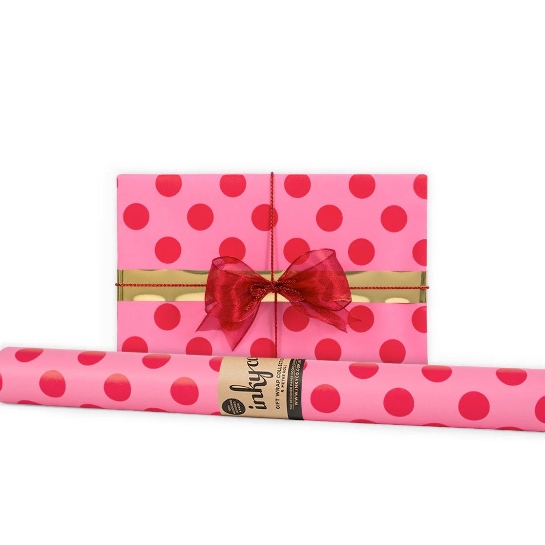 Wrapping Paper Roll 5m / Large Dot Pink