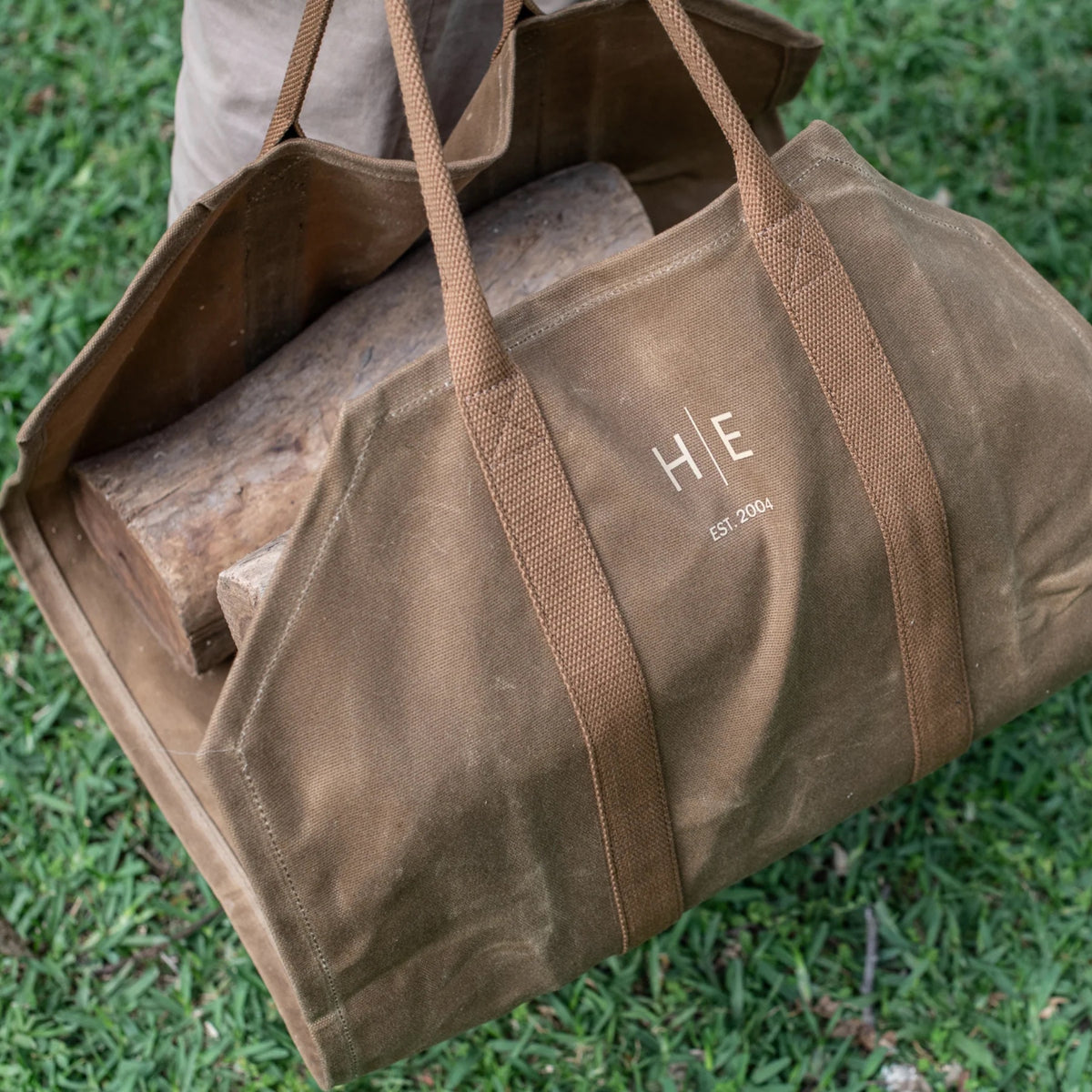 Waxed Canvas Log Carrier / Desert Sand