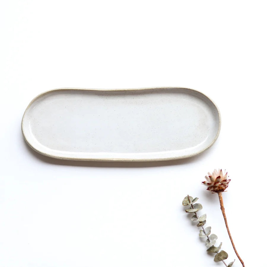 Pebble Long Tray / White on Stone