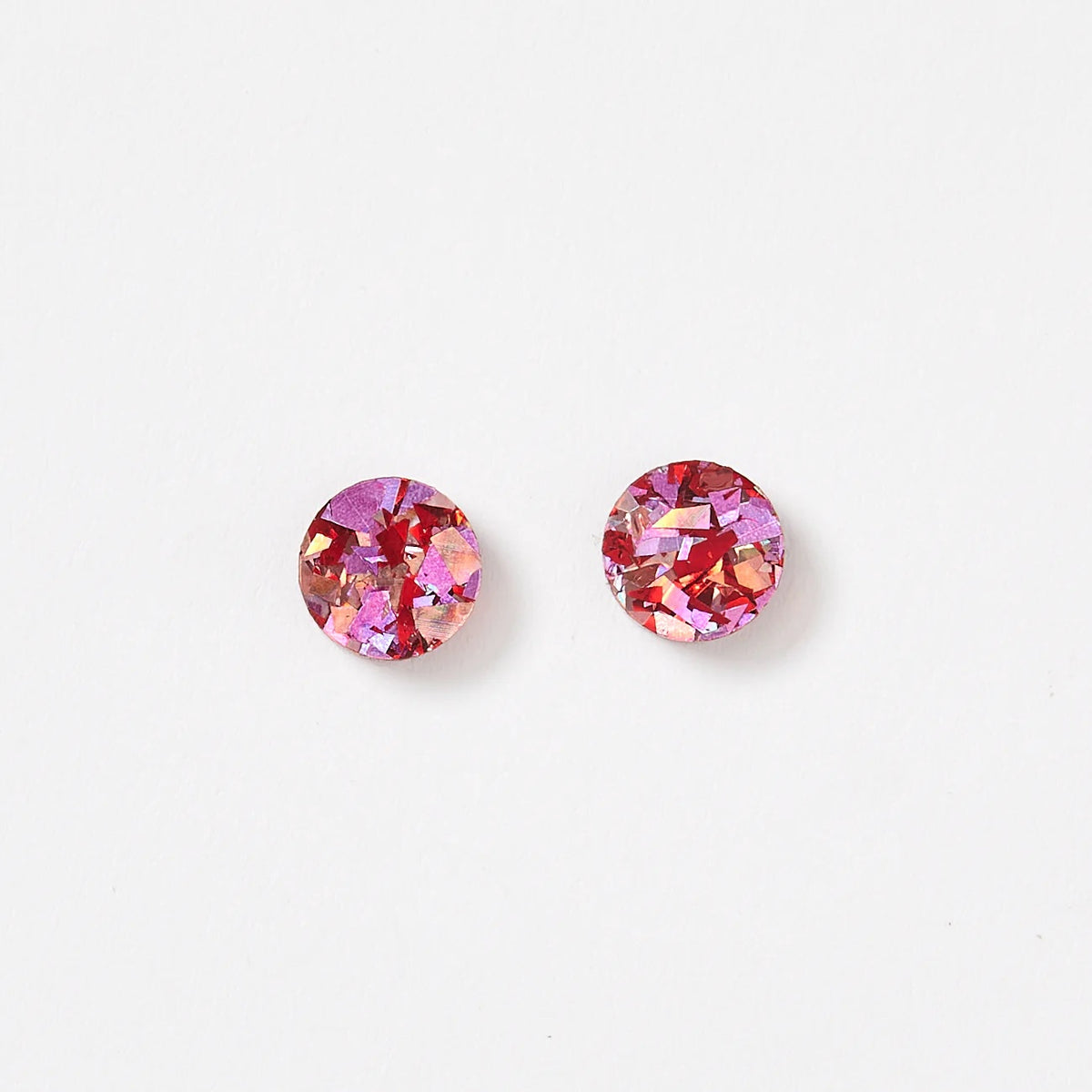 Mini Circle Stud Earrings / Cherry