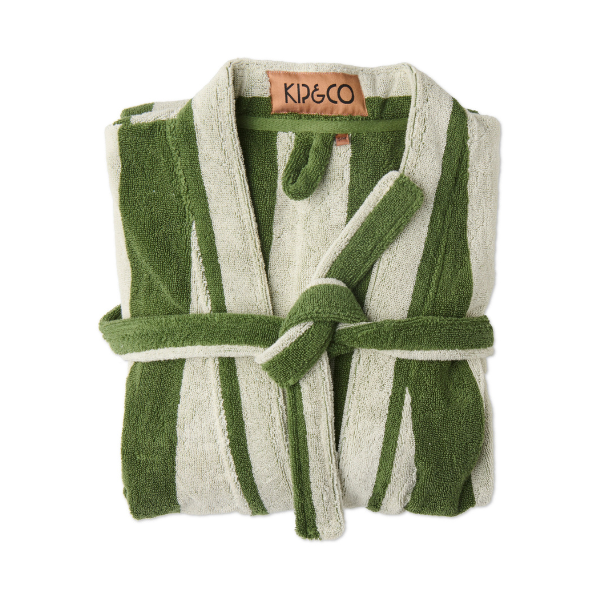 Moss Stripe Terry Bath Robe