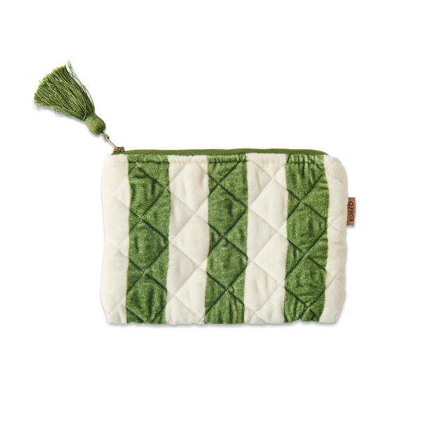 Moss Stripe Velvet Cosmetics Purse